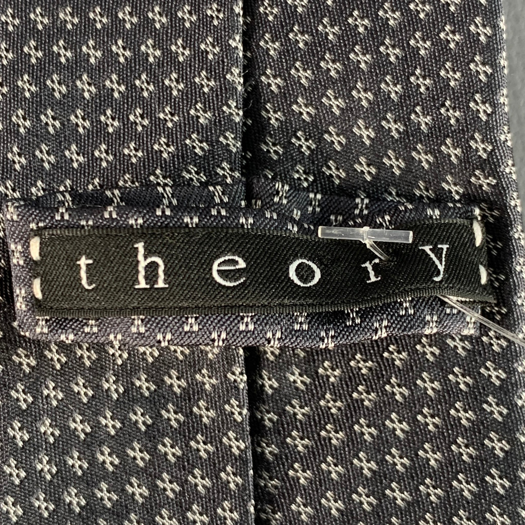 THEORY One Size Black White Dots Silk Jacquard Skinny Tie
