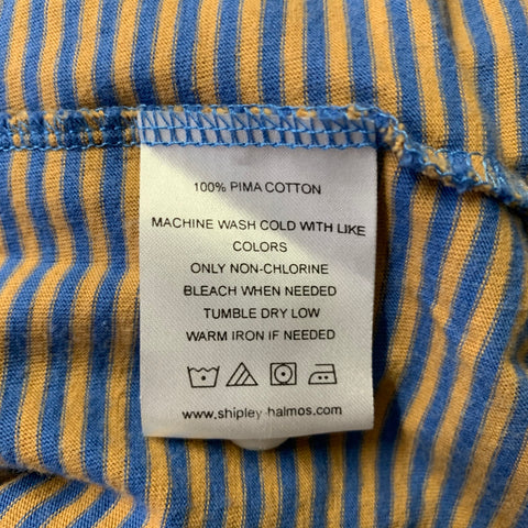 SHIPLEY and HALMOS Size XL Blue Orange White Stripe Cotton Ribbed Polo