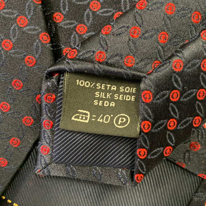 ERMENEGILDO ZEGNA Navy Red Dots Silk Tie