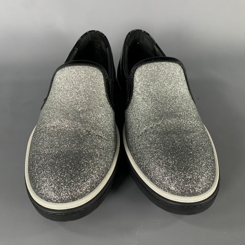 JIMMY CHOO Size 7 Silver Metallic Leather Slide Sneakers