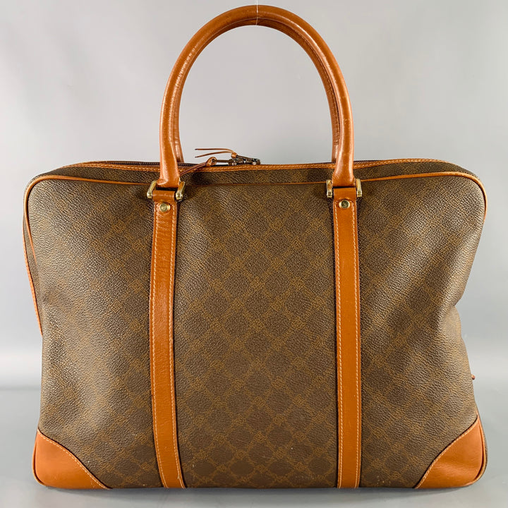 BALLY Brown Tan Monogram Coated Canvas Leather Briefcase