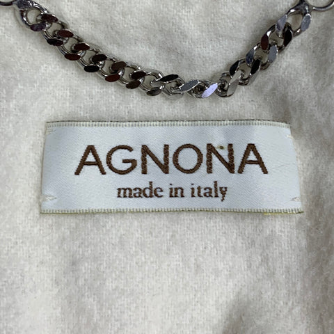 AGNONA Size 10 Cream Polyester Removable Fur Collar Zip Up Jacket