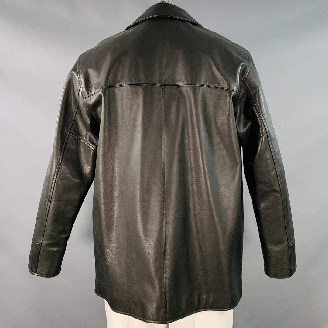 POLO by RALPH LAUREN Size L Black Leather Single Breasted Coat