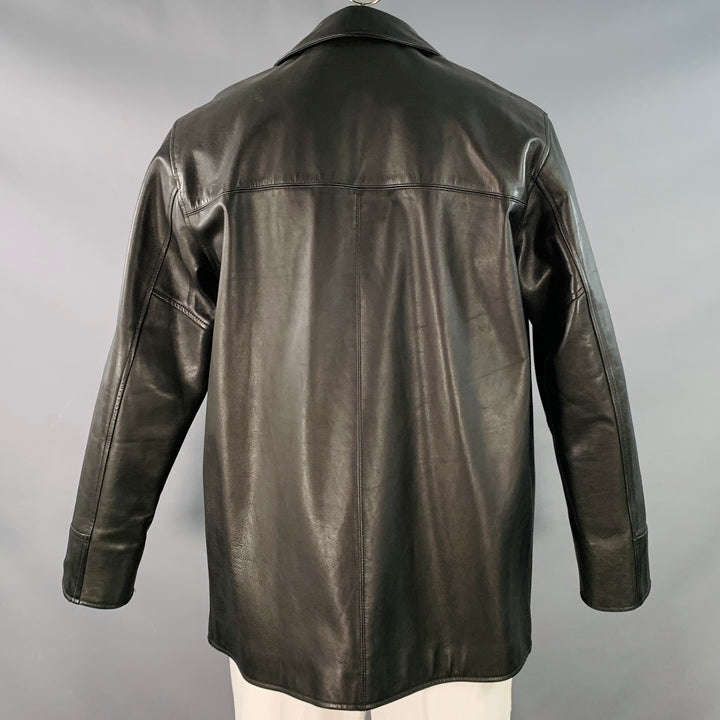 POLO by RALPH LAUREN Size L Black Leather Single Breasted Coat
