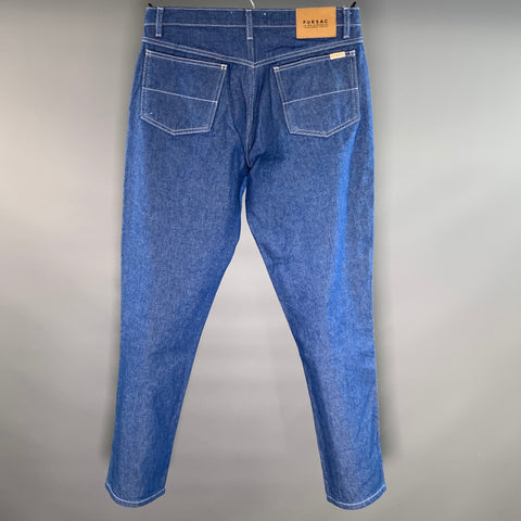 FURSAC Size 30 Blue Contrast Stitch Cotton Straight leg Jeans