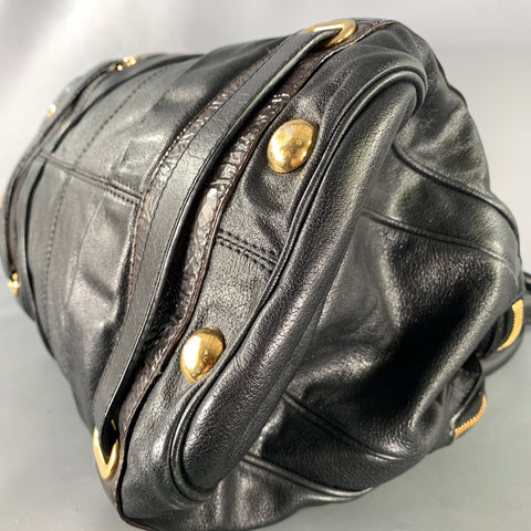 MARC JACOBS Black Brown Leather Satchel top Handles Handbag