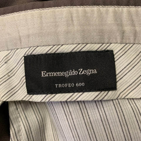 ERMENEGILDO ZEGNA Size 32 Brown Wool Silk Straight Leg Dress Pants