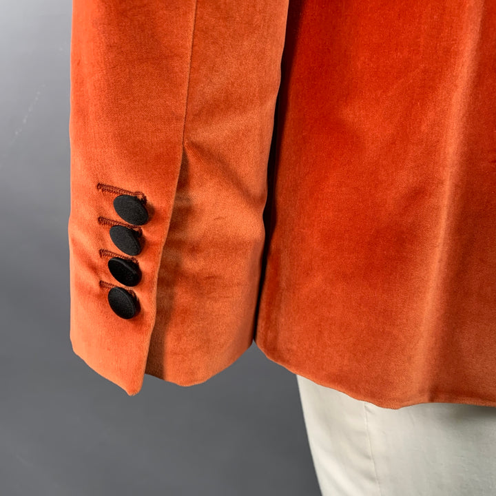 PAUL SMITH Size 42 Regular Orange Black Velvet Cotton Shawl Collar Sport Coat