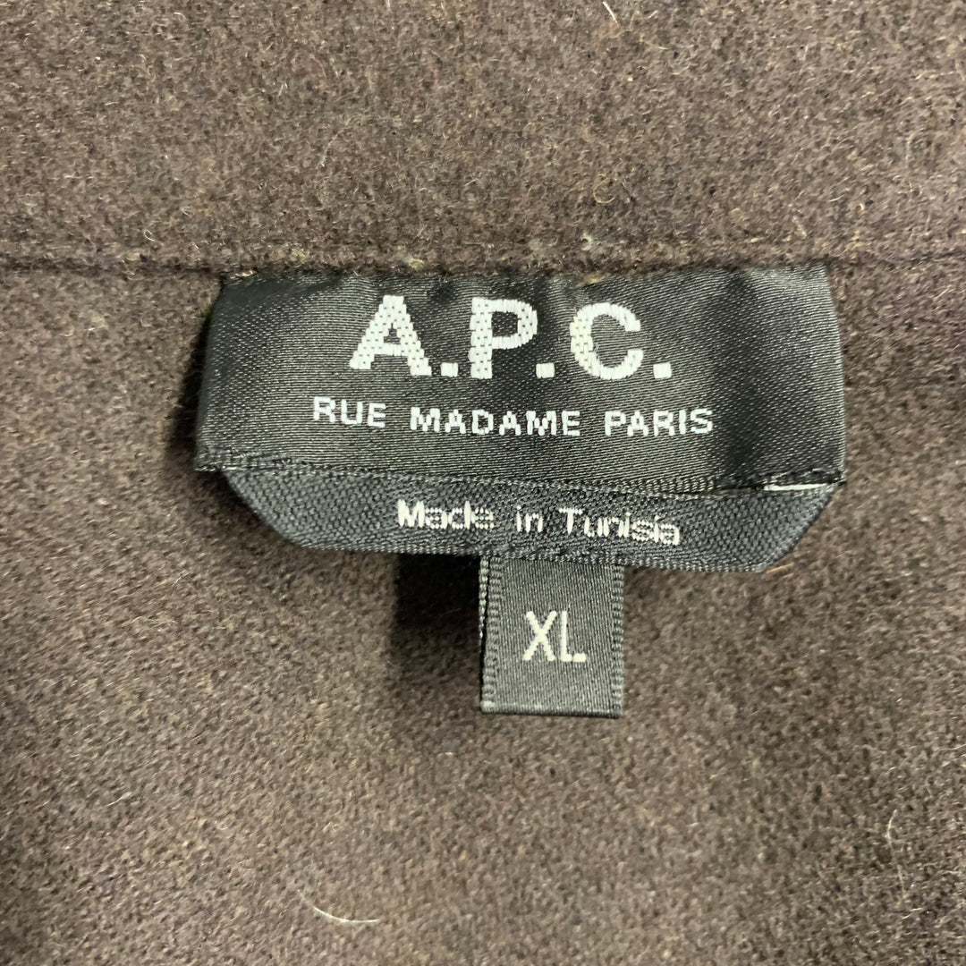 A.P.C. Size XL Brown Wool Blend Two Pockets Shirt Jacket