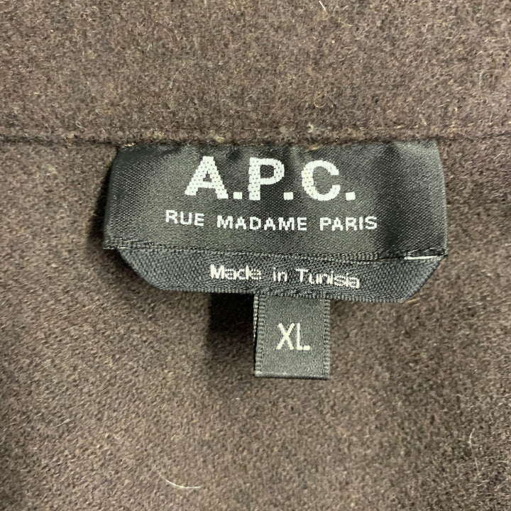 A.P.C. Size XL Brown Wool Blend Two Pockets Shirt Jacket