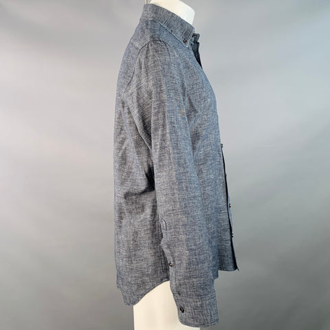 TAYLOR STITCH Size M Navy White Nailhead Linen Cotton Long Sleeve Shirt
