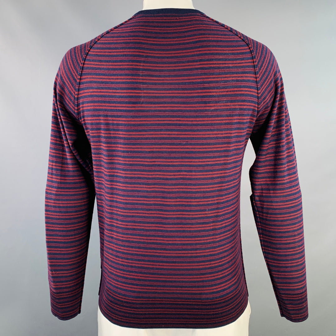 PS by PAUL SMITH Size L Navy Red Stripe Merino Wool Crew Neck Pullover