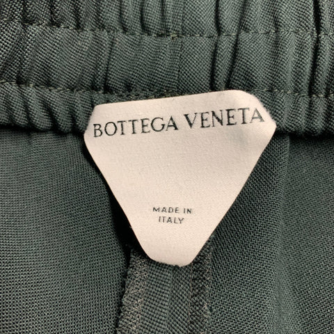 BOTTEGA VENETA Size L Forest Green Off White Wool Blend Casual Pants