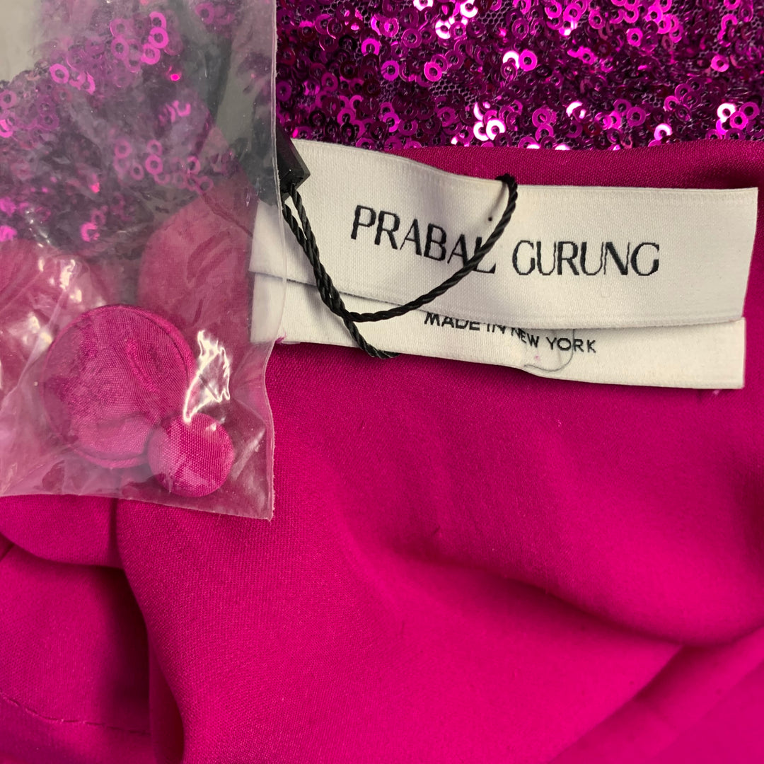 PRABAL GURUNG Size 6 Purple Polyester Sequined Open Back Dress