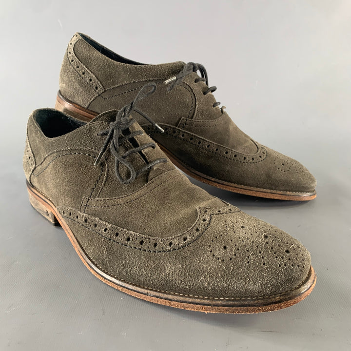 JOHN VARVATOS Size 9 Gray Suede Dress Lace Up Shoes