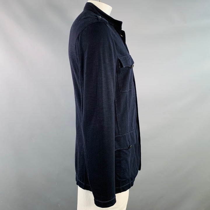 JOHN VARVATOS STAR USA Size L Navy Cotton Epaulets Jacket