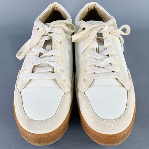 STELLA McCARTNEY Size 11 White Cream Two Toned Faux Leather Platform Sneakers