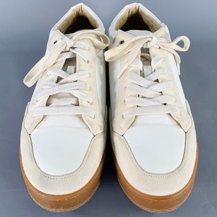 STELLA McCARTNEY Size 11 White Cream Two Toned Faux Leather Platform Sneakers