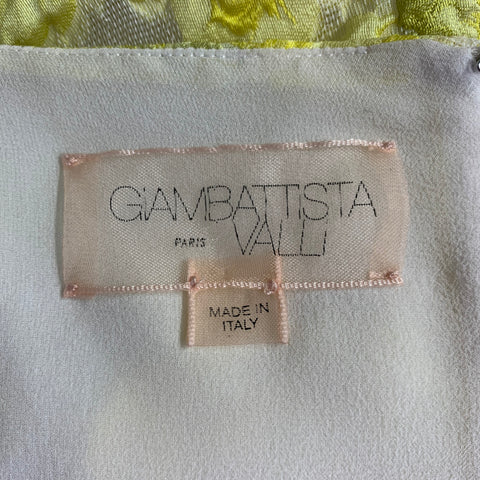 GIAMBATTISTA VALLI Robe sans manches en mélange de polyester jaune beige à fleurs Taille S