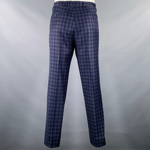 PAUL SMITH Size 42 Grey Navy Plaid Wool Notch Lapel Suit