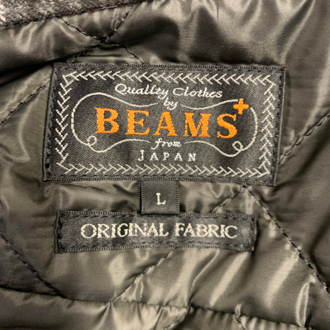BEAMS PLUS Size L Grey Black Plaid Polyester Long Sleeve Shirt Jacket