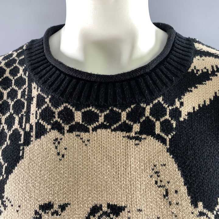 HONOR THE GIFT Size XL Black Khaki Graphic Cotton Ribbed Sweater