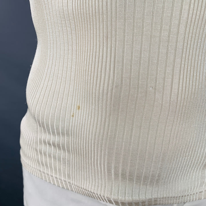 PS by PAUL SMITH Size L Cream Rib Knit Polyamide Crew Neck T-shirt