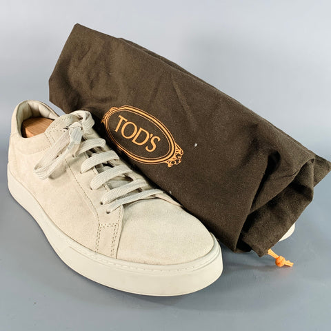 TOD'S Size 11 Grey Suede Low Top Rubber Sole Sneakers