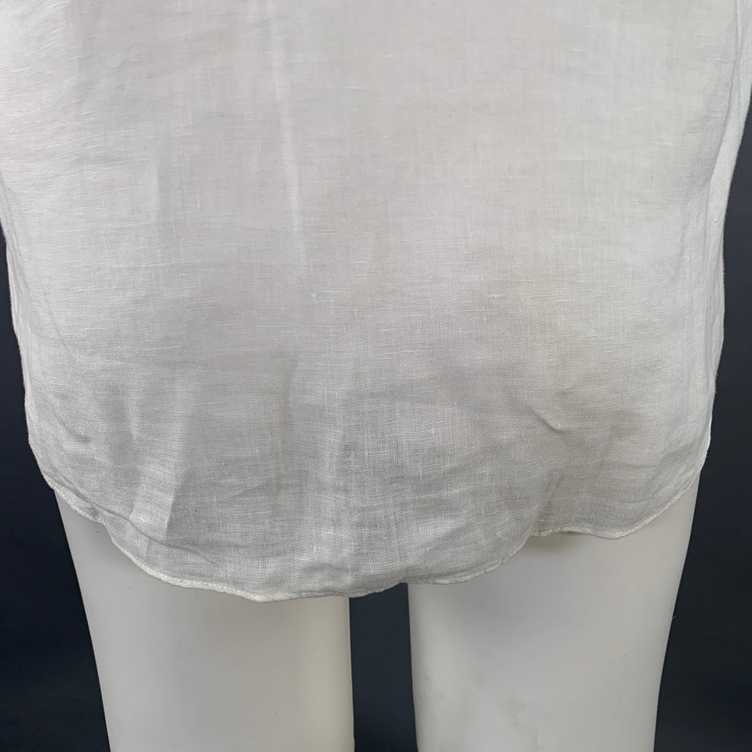 ARMANI COLLEZIONI Size M White Linen Two Pockets Short Sleeve Shirt