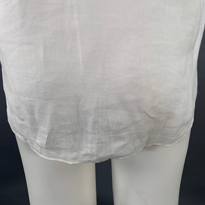 ARMANI COLLEZIONI Size M White Linen Two Pockets Short Sleeve Shirt