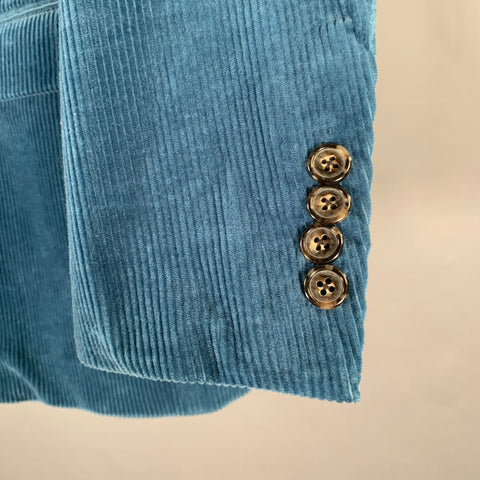 TODD SNYDER Size 38 Short Teal Corduroy Cotton Notch Lapel 32 29 Suit