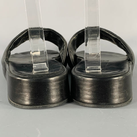 JIL SANDER Sandales à plateforme en cuir noir Taille 9.5