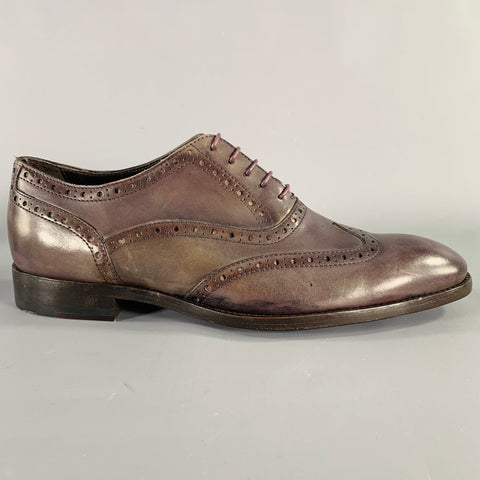 PAUL SMITH Size 9 Purple Perforated Leather Wingtip Lace-Up Shoes