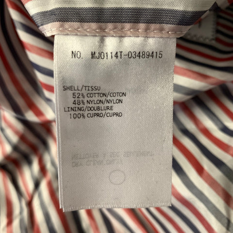 THOM BROWNE FW2021 Size L Navy White Woven Cotton  Nylon Zip Up Jacket