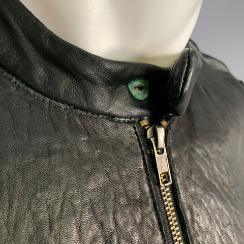 MIHARAYASUHIRO Size M Black Distressed Leather Zip Up Jacket