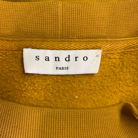 SANDRO Taille S Jaune Noir Blanc Graphique Coton Col Rond Sweat-shirt