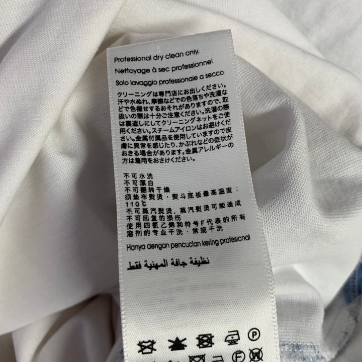 3.1 PHILLIP LIM Size S White Blue Mixed Materials Cotton Silk T-shirt