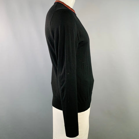 PS by PAUL SMITH Size L Black Burgundy Contrast Trim Crew Neck Pullover