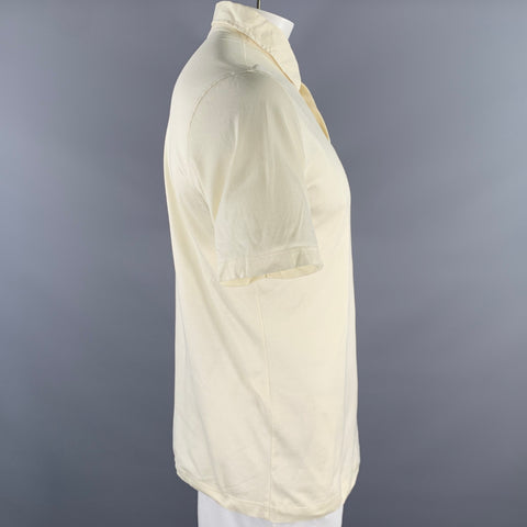 BRIONI Size XL Cream Pique Cotton Polo