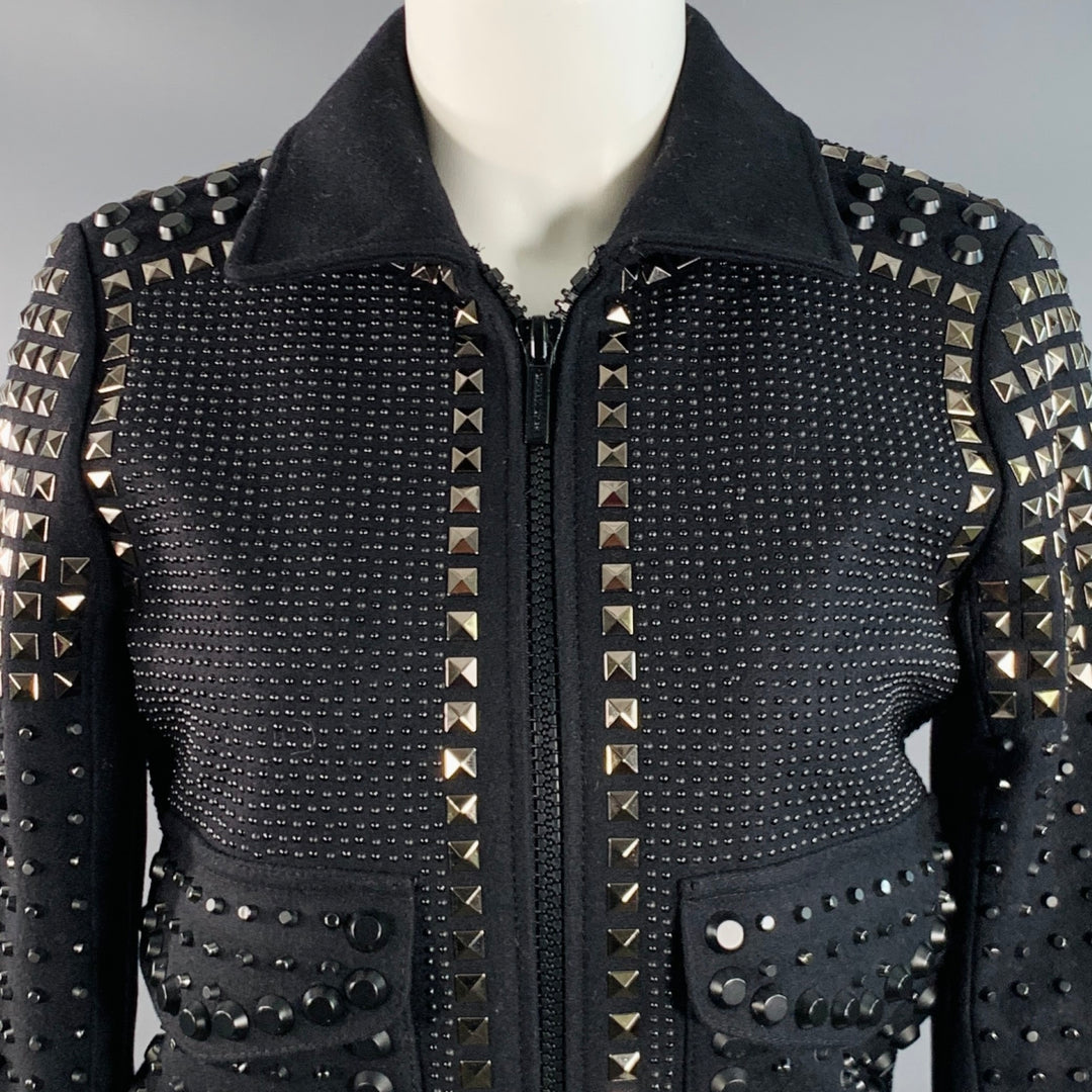MICHAEL by MICHAEL KORS Size S Black Wool Blend Studded Cropped Jacket