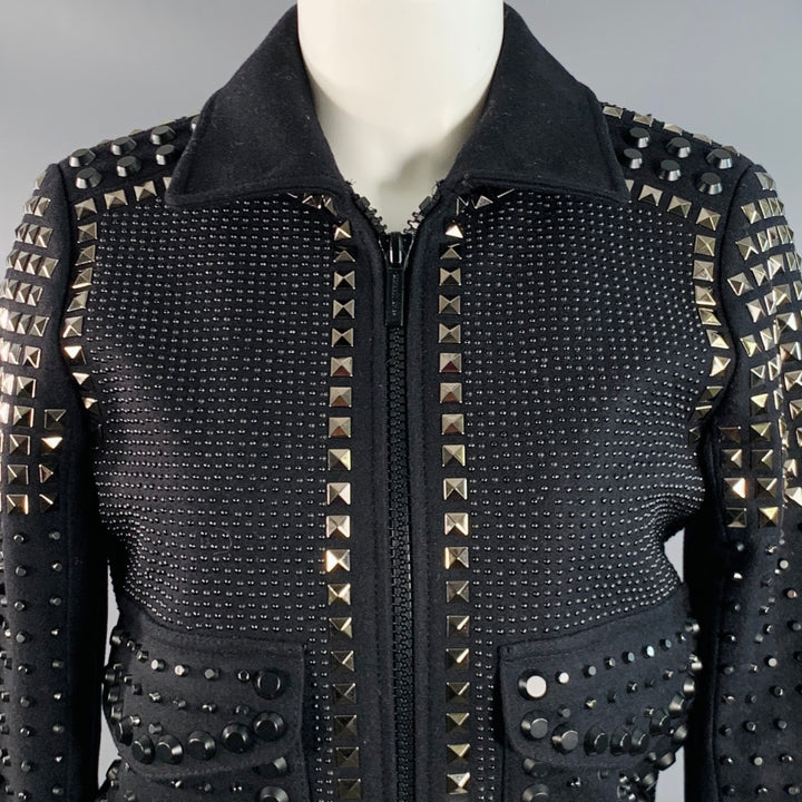 MICHAEL by MICHAEL KORS Size S Black Wool Blend Studded Cropped Jacket
