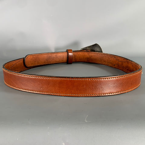 VINTAGE Brown Black Concho Leather Belt