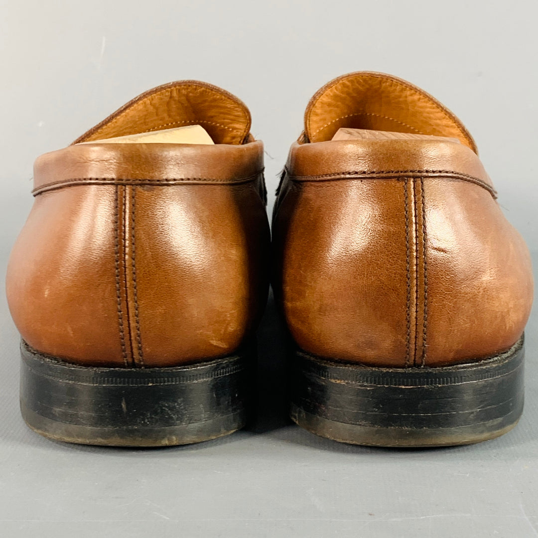 J.M. WESTON Size 10.5 Brown Leather Split Toe Penny Loafers