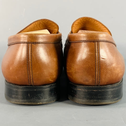 J.M. WESTON Size 10.5 Brown Leather Split Toe Penny Loafers