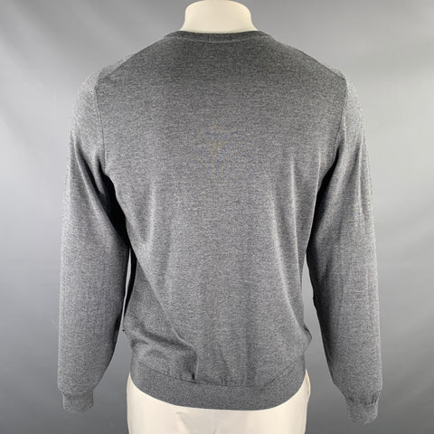 HUGO BOSS Size XL Grey Knitted Wool Crew-Neck Pullover