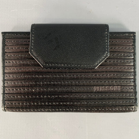 MISSONI Black Ribbed Leather Four Ring Key Holder