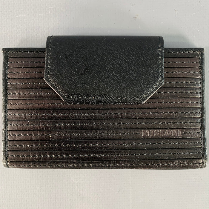 MISSONI Black Ribbed Leather Four Ring Key Holder