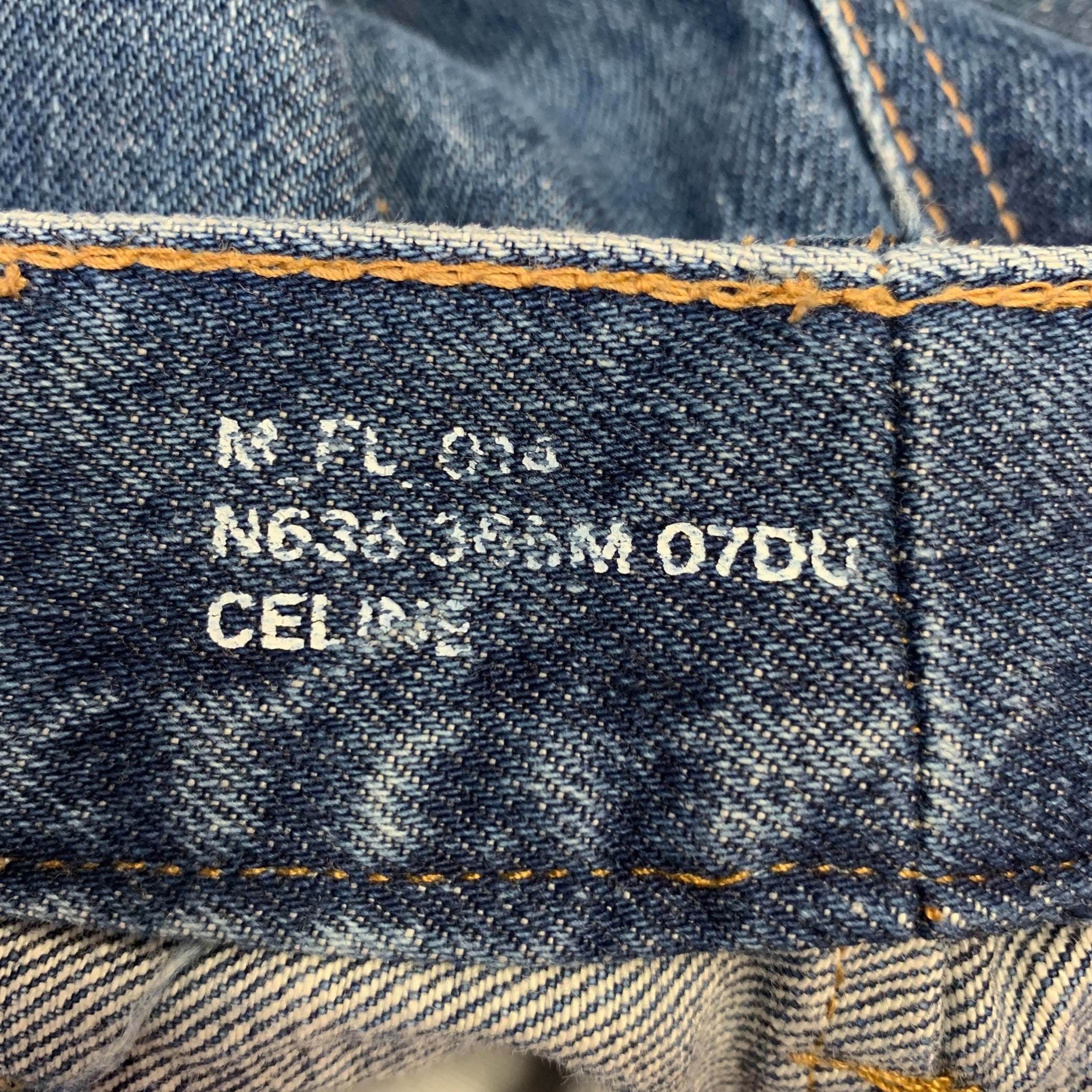 CELINE Size 32 Marco Blue Cotton Distressed Raw Edge Wide Leg