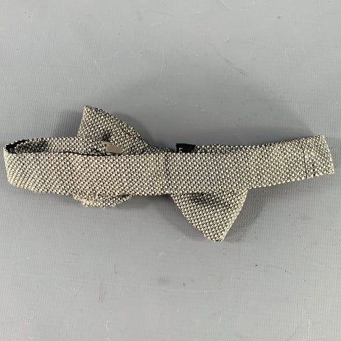 DUNHILL Black White Woven Silk Bow Tie