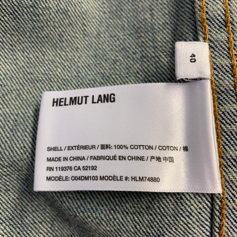 HELMUT LANG Size M Indigo Painter Blue Paint Splatter Cotton One Pocket Snaps Jacket